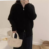 Hong Kong Style Design Double Zipper Knitted Cardigan Fashion Casual Jacket