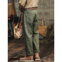 Retro Army Green Casual Pants Men's Loose Straight Cargo Pants