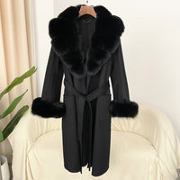 Double-sided Water Ripple Woolen Coat For Women