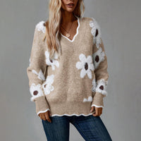 Pullover Knitting Lace Collar Brocade Sweater