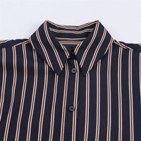 Fashionable Casual Versatile Loose Lapel Stripe Shirt