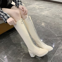 All-match Thick-heeled Zipper Over-the-knee Boots Were Thin