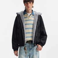 Hooded Cotton Jacket For Winter, Warm And Thick With Fur Collar