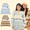 American Patch Letter Stripes Mohair Cardigan Hoodie