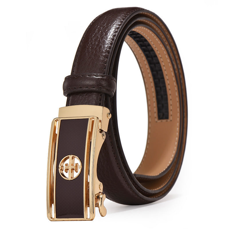 Women's Leather Automatic Buckle Decorative Thin Belt