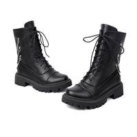 Large-size Womens Chunky-heeled Mid-calf Dr Martens Boots For Fall And Winter