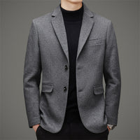 Men's Business Casual Solid Color Wool Tweed Suit Top