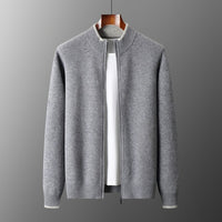 Autumn And Winter New Men's Contrast Color Cardigan Half Turtleneck Zipper Sweater Men