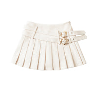 College Style Age-reducing Double Waist Heart Buckle Skirt