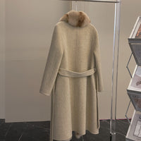 Alpaca Fleecefiber Coat Detachable Fox Fur Collar