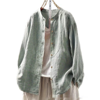 Retro Artistic Loose-fit Stand-collar Single-breasted Cardigan Shirt Relaxed Fit