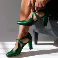 Women's High Heel Round Toe Buckle Large Size Shoes