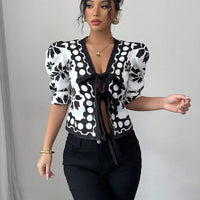 Summer New French Pattern Lantern Half Sleeve Shirt
