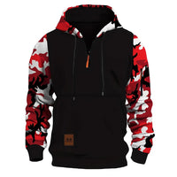 Stitching Hooded Men's Fashion Camouflage American Vintage Zipper Sweater
