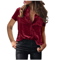European And American Spring And Summer Pocket Shirt Top Solid Color Elegant Long Sleeve Shirt For Women