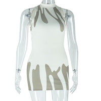 Crew-neck Pullover Sleeveless Slim-fit Short Dress