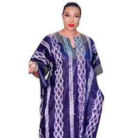 Middle East Striped Loose Robe African Dubai Arabic Satin Hot Drilling Stitching Dress
