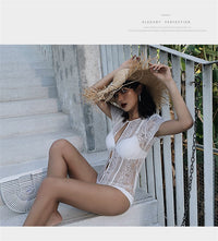 Lace cut out one piece swimsuit