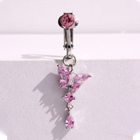 Heart  Button Ring Fake Belly Piercing Butterfly