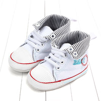 Cuffed striped baby shoes