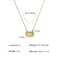 Oval Versatile Necklace For Women Square Pendant With Inlay