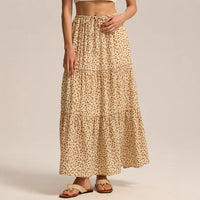 Womens High-waisted Elastic-waist Long Skirt With Pockets