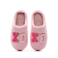 Warm Grid Letter Cotton Women's Slippers