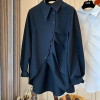 Springautumn New Design Oversized Asymmetrical Womens Shirt
