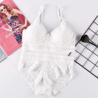 Fashion cross straps gather bra lace underwear set
