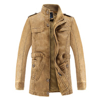 Men's Casual Stand Up Collar Korean Version PU Leather Jacket