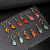 Natural Crystal Drop Earrings With Amethyst And Gold-plated Edges