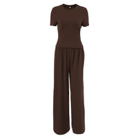 Comfortable Soft Short-sleeve Pajama Set With Long Pants