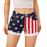 Creative National Flag Print Denim Womens Shorts