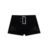 Womens Black Low-Waist Butt-Lifting Slimming Ultra-Short Shorts