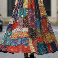Womens Long Midi Skirt With A Classic Floral Print
