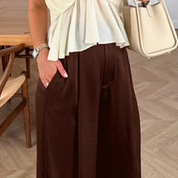 Draped High-waisted Casual-style Chic Slimming Wide-leg Pants For Women