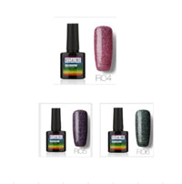 Nail free, long-lasting, non-toxic, nail polish, ROSALIND phototherapy glue, star studded rainbow system.