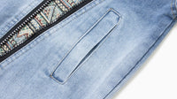 Zipper Stitching Wash Denim Jacket Coat