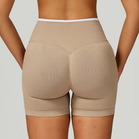 Seamless Yoga Contrast Color Binding High Waist Tight Shorts