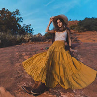 Casual Women Bohemian Loose Solid Skirt