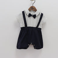Ankesong Authentic Baby Summer Boys And Girls Baby Triangle Dress Short Sleeve Plaid Gentlemen And Women