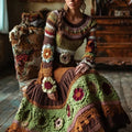 Women's Vintage Cable-knit Long-sleeved Sweater