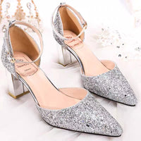 Two-way Strap High-heeled Shoes For Wedding Dresses