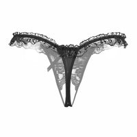 Thong Women's Pearl Massage Transparent Low Waist