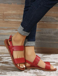 Female Plus Size Buckle Flat Round-toe Sandles