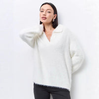 Womens AutumnWinter Mock Mink-Feel Knitted Turtleneck Sweater In A Relaxed Plus-Size Fit