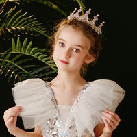 White Children's Long Skirt Mesh Dress