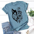 Women's Wolf Head Printed Short-sleeved Top