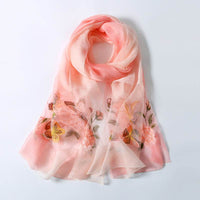 Silk scarf with wild embroidery in spring