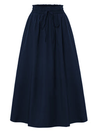 Casual Loose Pocket Skirt With Drawstring And Drape